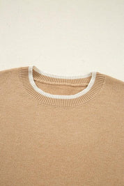 Ava Cuff Contrast Trim Sweater - DAVERRI FASHIONS