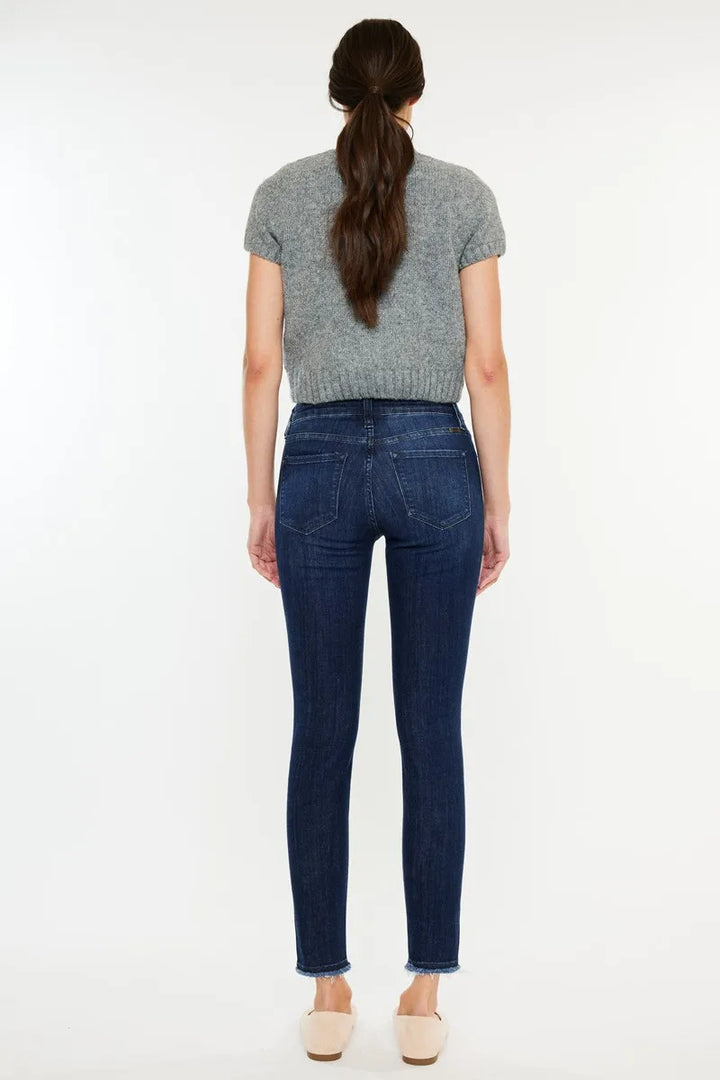 Kancan High-Rise Slim Fit Raw Hem Ankle Jeans Jeans