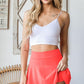 Heimish Full Size High Waist Skort Plus Size Neon Coral M Skorts