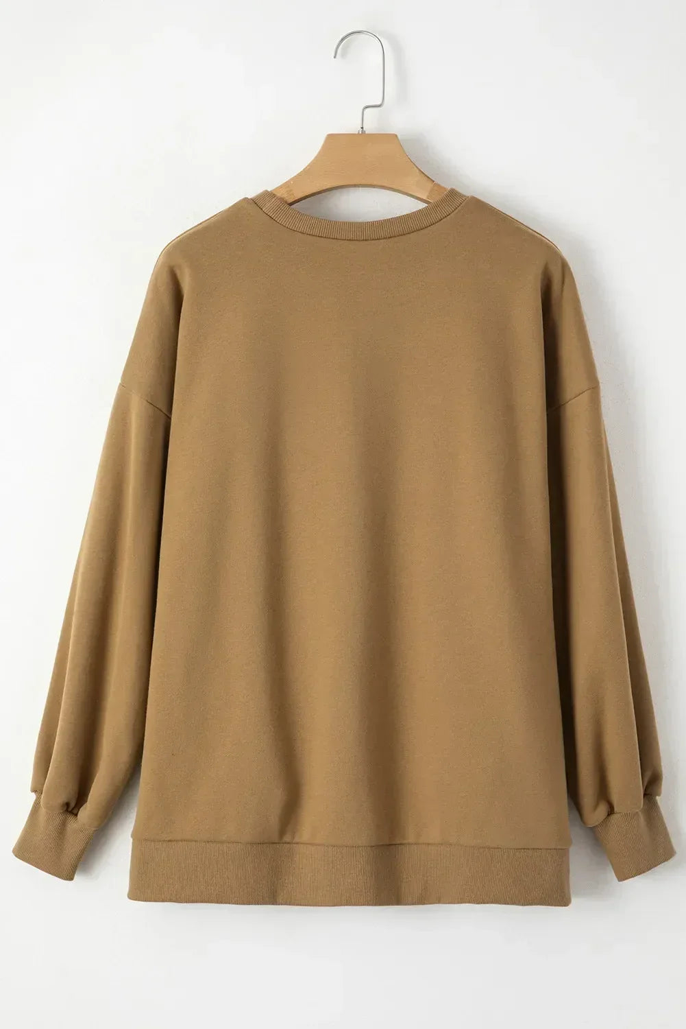 Round Neck Long Sleeve Sweatshirt - DAVERRI FASHIONS