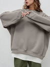 Round Neck Dropped Shoulder Long Sleeve Sweatshirt - DAVERRI FASHIONS