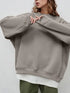 Round Neck Dropped Shoulder Long Sleeve Sweatshirt - DAVERRI FASHIONS