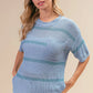 BiBi light blue striped patch pocket knitted sweater top