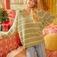 BiBi Striped Long Sleeve Sweater - DAVERRI FASHIONS