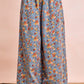 BiBi Floral Printed Drawstring Wide Pants in light blue cotton blend
