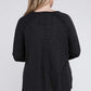 Plus Melange Baby Waffle Long Sleeve Top Plus Tops