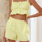 Daverri ruffled square neck cami and bright yellow shorts set