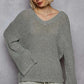 POL Oversized V-Neck Knit Top - DAVERRI FASHIONS