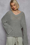 POL Oversized V-Neck Knit Top - DAVERRI FASHIONS