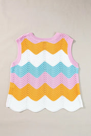 Daverri Fashions multicolored zigzag knit sleeveless sweater vest