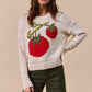 SO ME Vegetable Round Neck Long Sleeve Sweater - DAVERRI FASHIONS