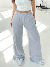 Elastic Waist Wide Leg Pants | Pants Daverri Fashions