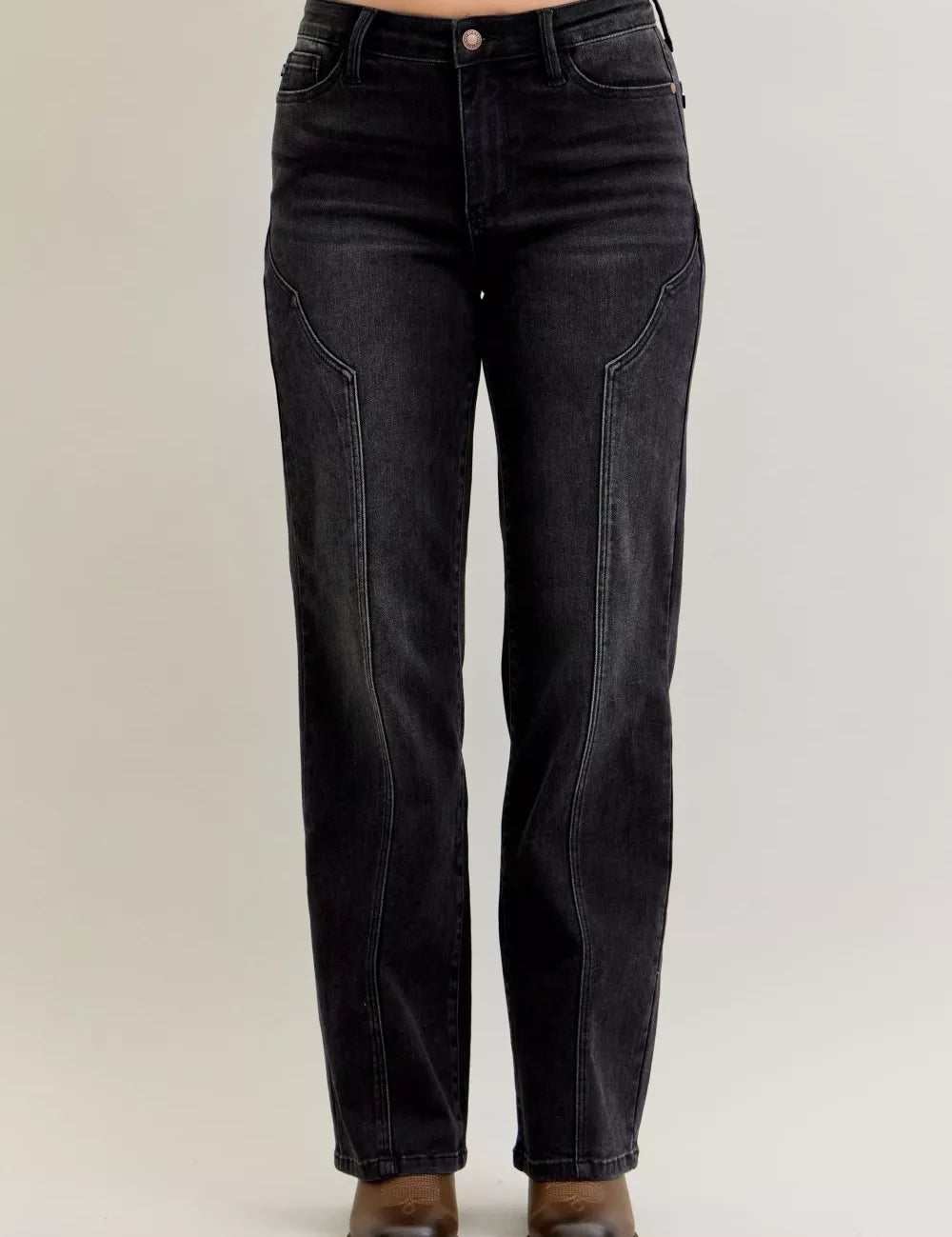 BK Judy Blue Mid Rise Straight Western Seam Detail Jeans | Jeans Daverri Fashions