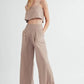 MABLE Linen Mix Crop Cami and Wide Leg Pants Set Outfit Sets