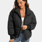 Zip Up Turtleneck Long Sleeve Puffer Jacket - DAVERRI FASHIONS