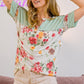 BiBi Floral Button Detail Round Neck Short Sleeve Terry T-Shirt - DAVERRI FASHIONS