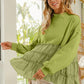 BiBi French Terry and Woven Mixed Tiered Top Tops