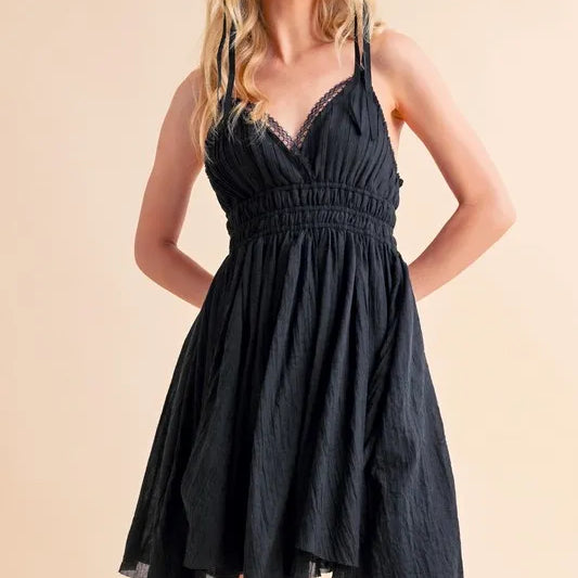 BLACK Aemi+Co Lace Detail Mini Cami Dress | Daverri Fashions