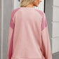 Blush Pink Round Neck Long Sleeve Sweatshirt - DAVERRI FASHIONS