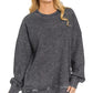 Zenana Full Size Acid Washed Double Ribbed Hi-low Sweatshirt Plus Size - DAVERRI FASHIONS