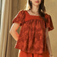 Davi & Dani Nature Printed Square Neck Puff Sleeve Blouse