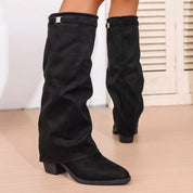 Point Toe Block Heels Boots | Boots Daverri Fashions