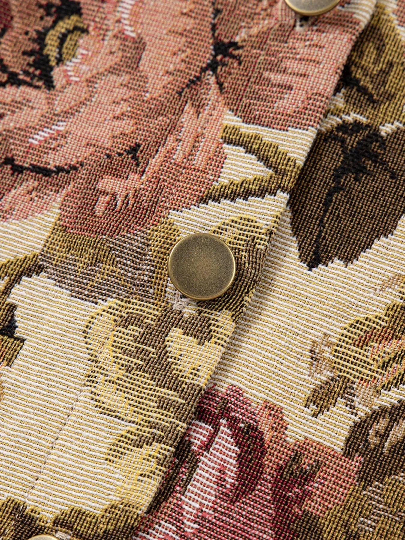 Floral Waffle Knit Patchwork Chest Pockets Buttoned Jacket - DAVERRI FASHIONS