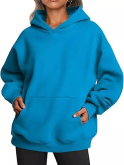Bright blue oversized kangaroo pocket long sleeve hoodie