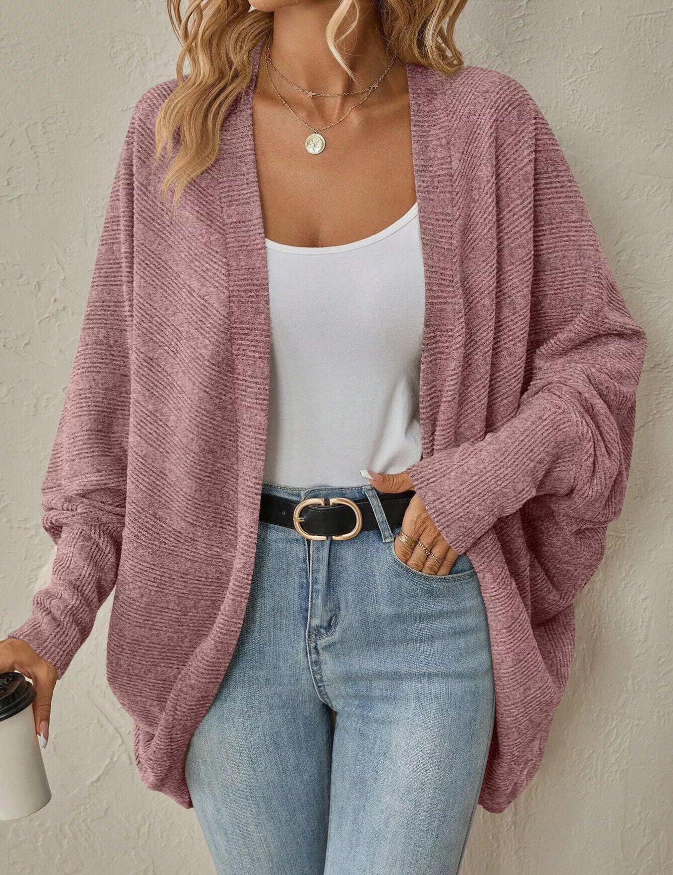 Cozy Oversized Open Front Knit Cardigan | Cardigans Daverri Fashions