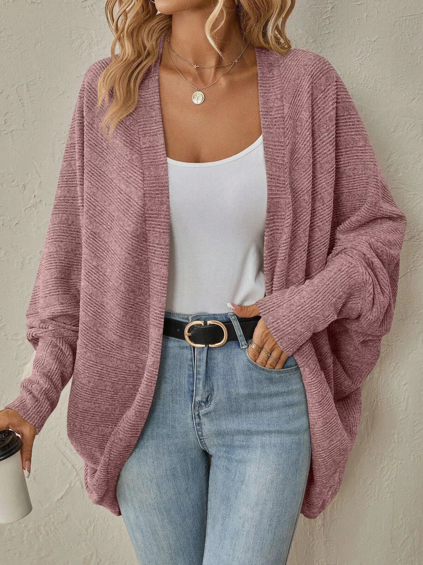 Cozy Oversized Open Front Knit Cardigan | Cardigans Daverri Fashions