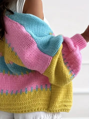 Color Block Drop Shoulder Cardigan | Cardigans Daverri Fashions
