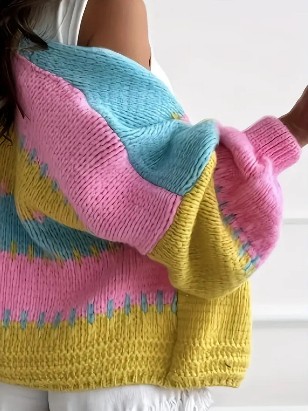 Color Block Drop Shoulder Cardigan | Cardigans Daverri Fashions