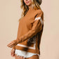 BiBi Mock Neck Sweater with Leopard Pocket Sweaters