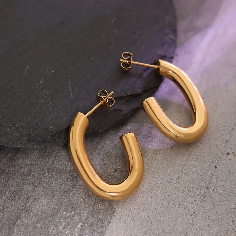 Titanium Steel Gold-Plated Earrings - DAVERRI FASHIONS