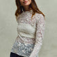 SO ME lace long sleeve 3D effect floral layering top in off-white