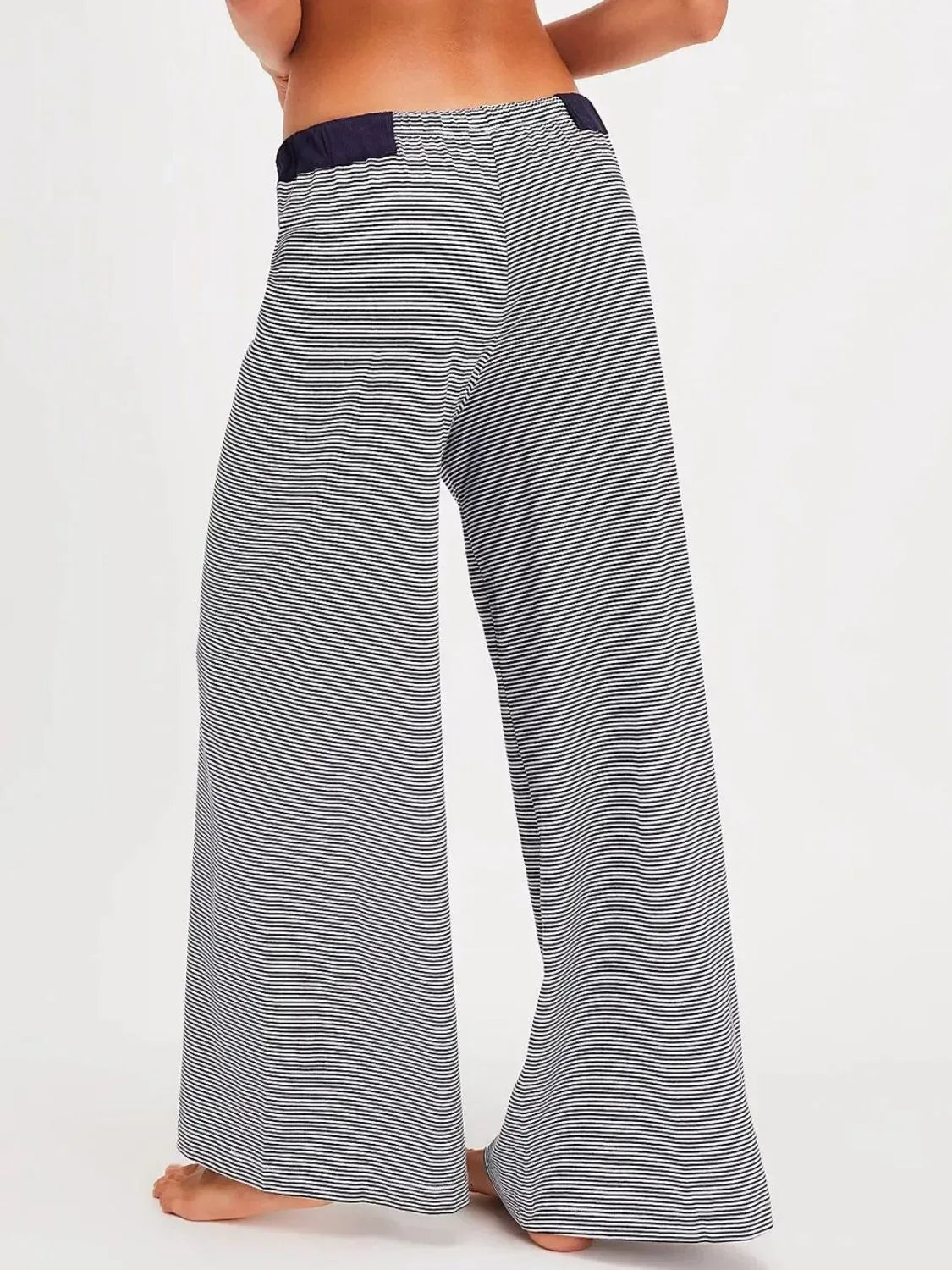 Drawstring Striped Wide Leg Pants - DAVERRI FASHIONS