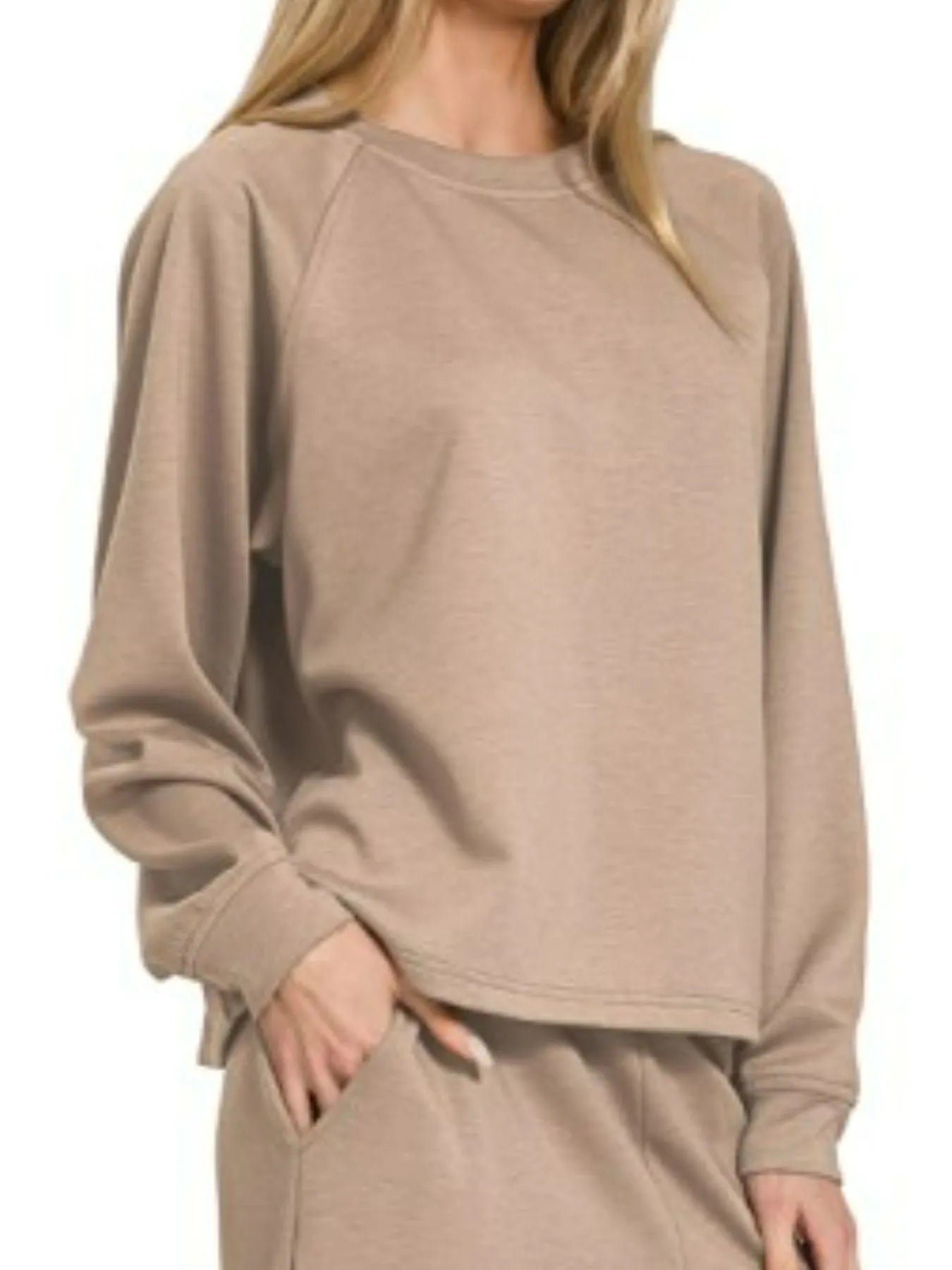 Zenana Scuba Crewneck Sweatshirt and Pants Set | Loungewear Sets Daverri Fashions