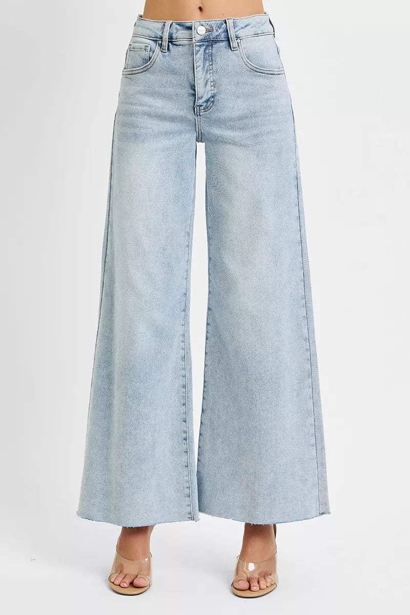 RISEN Full Size High Rise Ankle Wide Palazzo Jeans Plus Size | Jeans Daverri Fashions