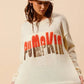 SO ME Contrast Sequin Pumpkin Slogan Sweater Top Sweaters
