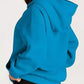 Vibrant blue kangaroo pocket long sleeve hoodie in plush oversized fit