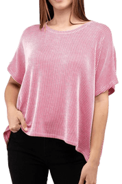 Loose Fit Short Sleeve Striped Top Shirts & Tops