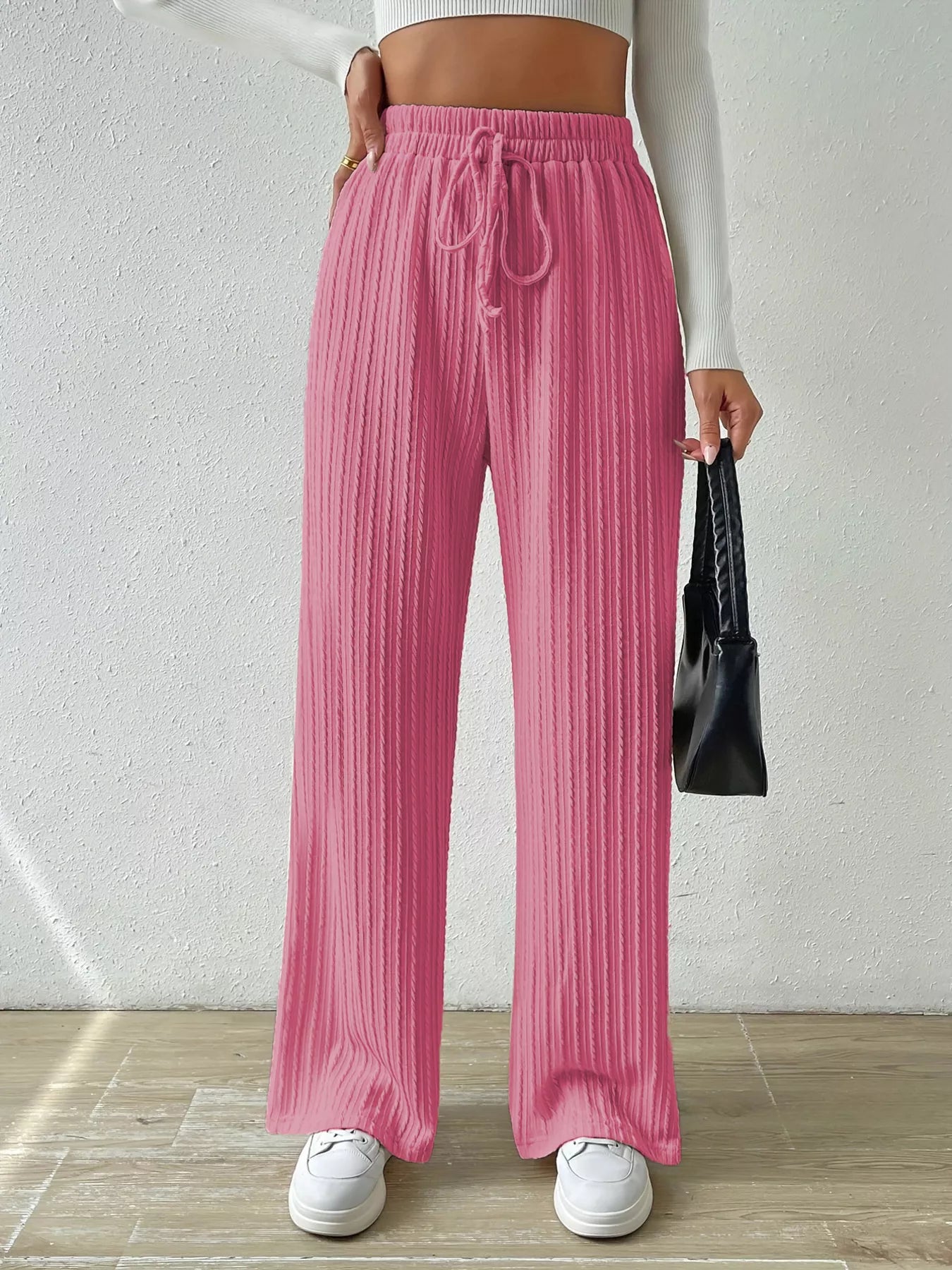 Drawstring Wide Leg Pants | Lounge Pants Daverri Fashions