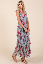 Mittoshop Layered Floral Sweetheart Neck Maxi Dress