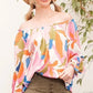 Lime 'N' Chili Abstract Print Off-the-shoulder Long Sleeve Top - DAVERRI FASHIONS