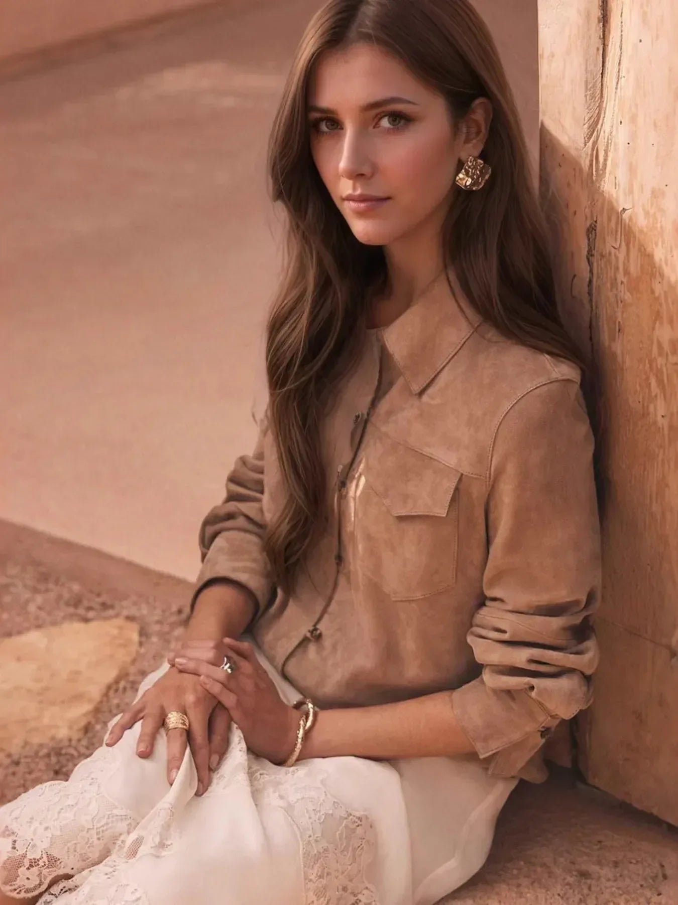 Button Front Long Sleeve Jacket - DAVERRI FASHIONS