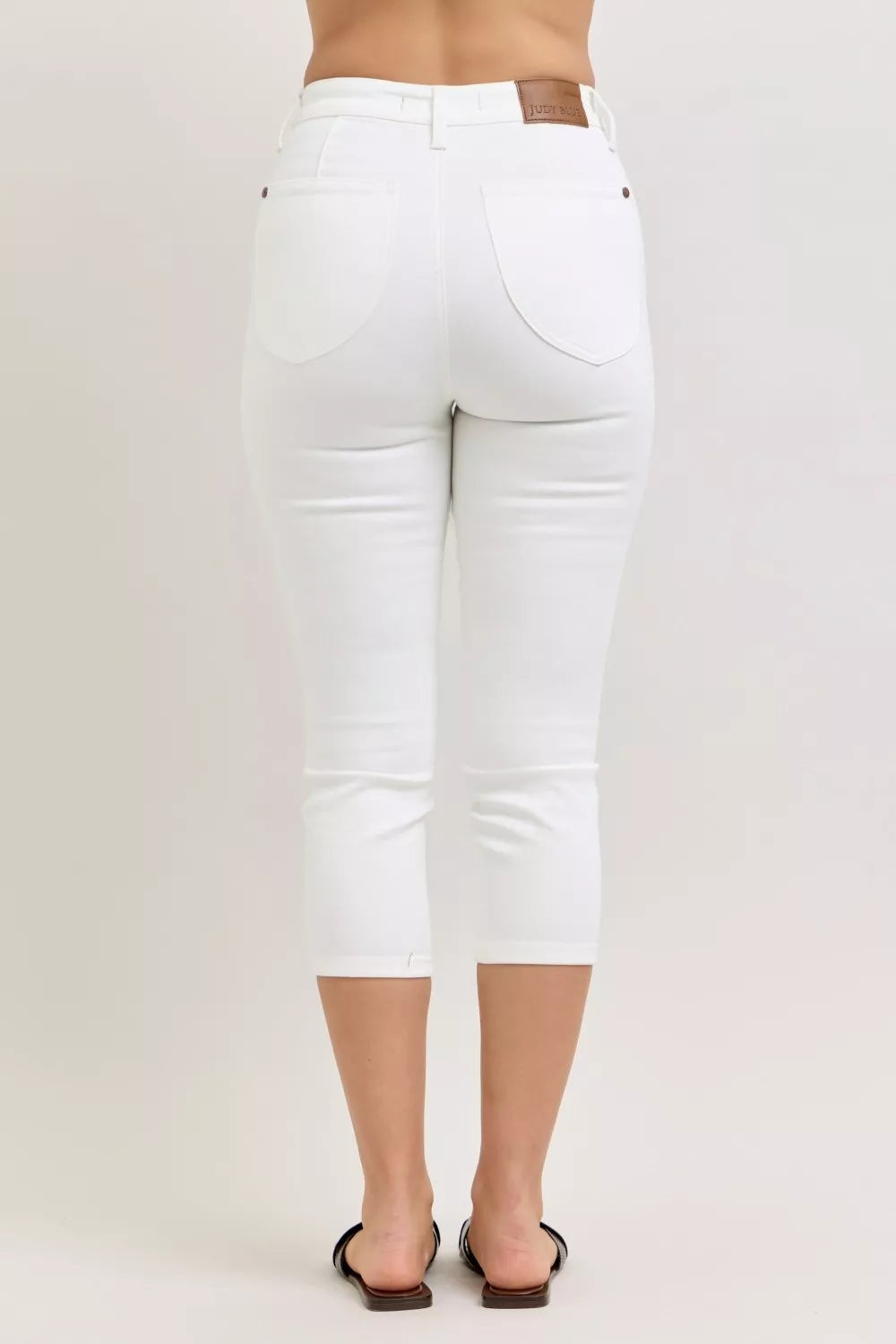Judy Blue high waist white denim capri pants with spade pockets