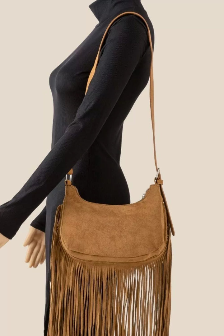 Suede Fringe Crossbody Bag | Crossbody Bags Daverri Fashions