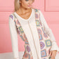 BiBi Granny Square Print Contrast Annie Rib V Neck Top Tops