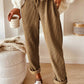 Daverri Fashions casual corduroy pants in warm brown with ribbed texture