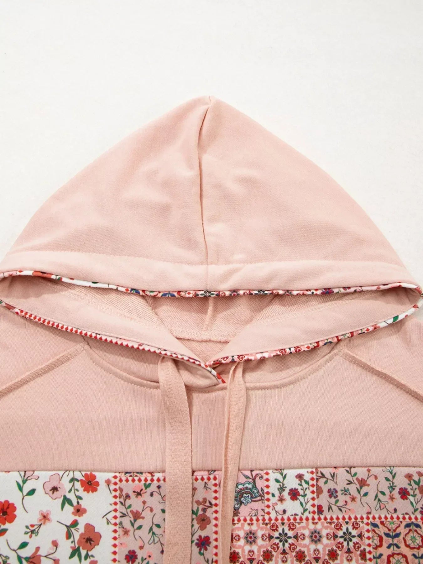 Floral Print Drawstring Long Sleeve Hoodie - DAVERRI FASHIONS